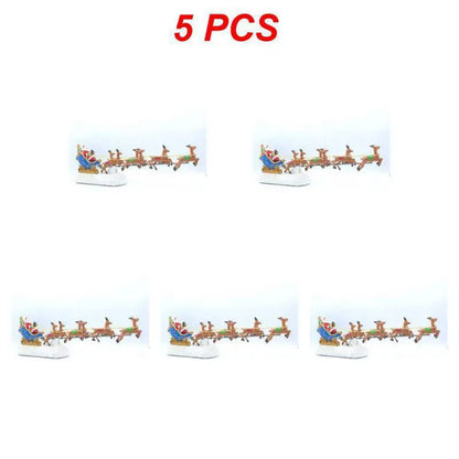 Christmas Village LED Santa's Sleigh & Reindeer Ornament (5PCS )