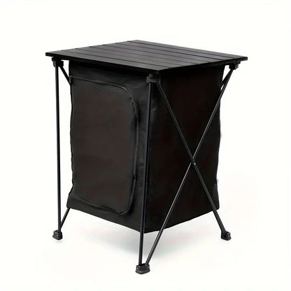 Portable Aluminum Alloy Folding Table for Outdoor Camping - Black