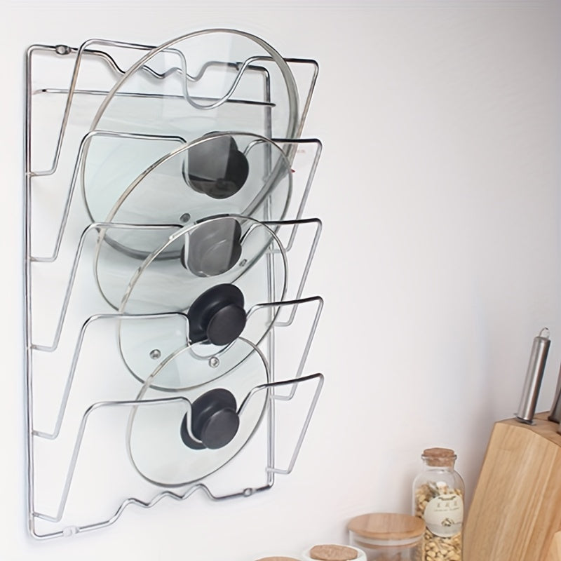 Wall-Mounted Multifunctional Kitchen Pot and Lid Rack
