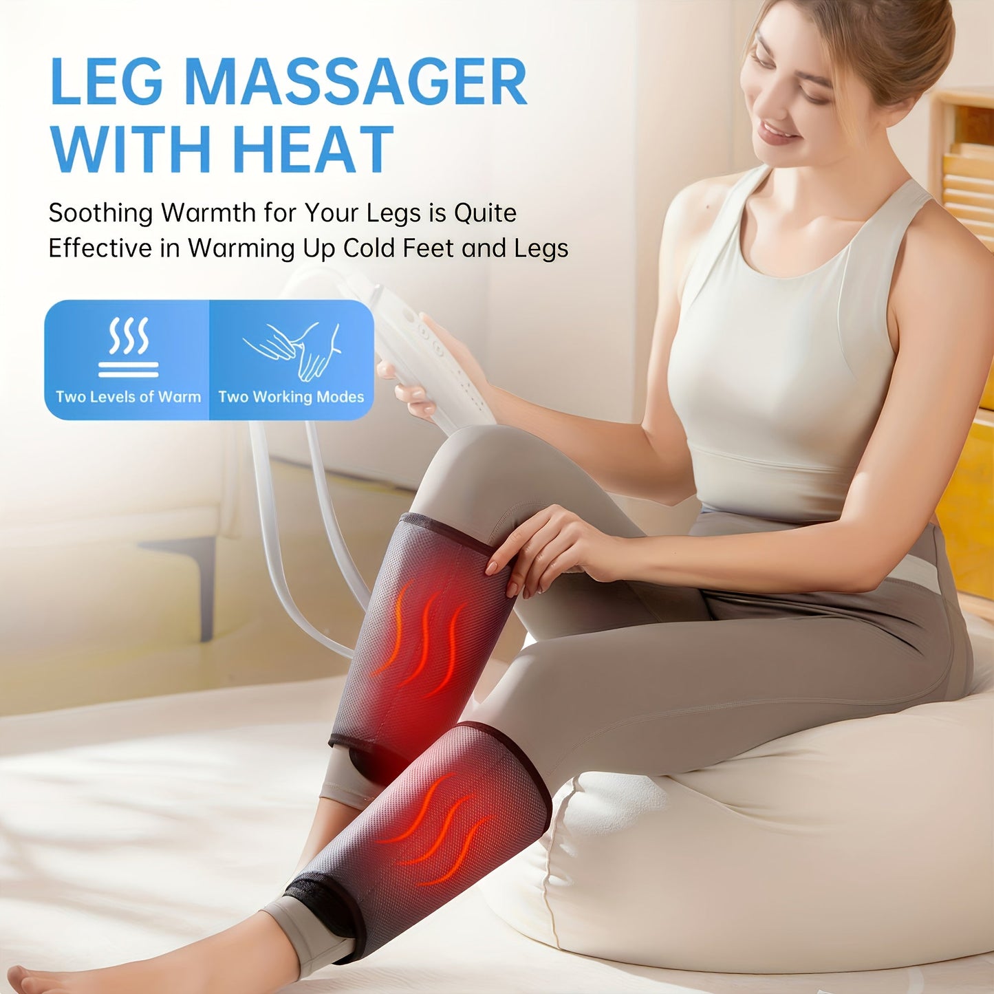 Leg Massager for Circulation with Air Compression & Heat(Gray)