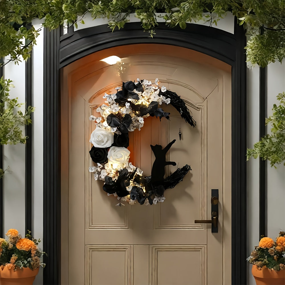 Gothic Cat Moon Wreath