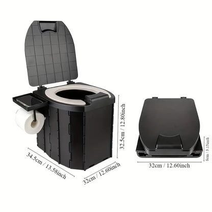 Portable Folding Toilet with PU Seat Cushion - Ideal for RV, Car, Camping