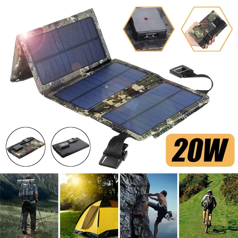 20W Portable Solar Panel Charger - Green