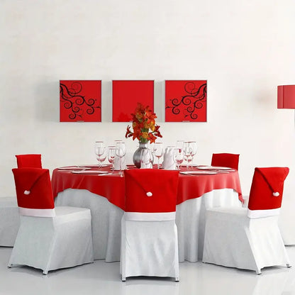 4Pcs Christmas Chair Covers - Santa Claus Red Hat Snowflake Chair Xmas Cap