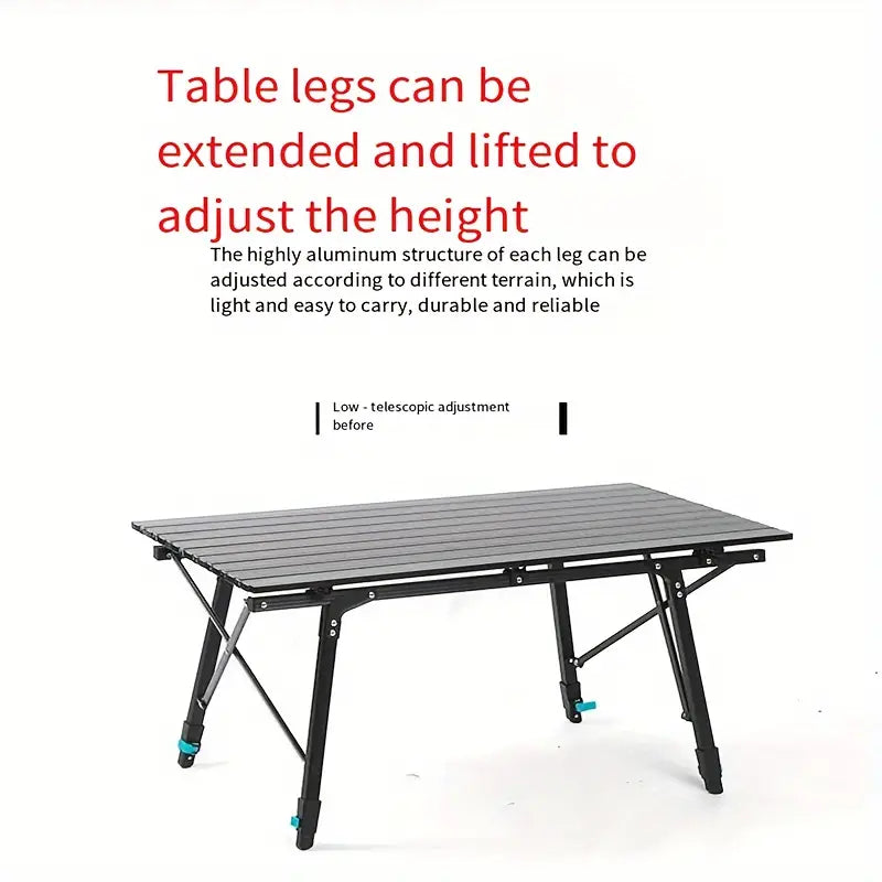 Adjustable Height Outdoor Aluminum Alloy Folding Table