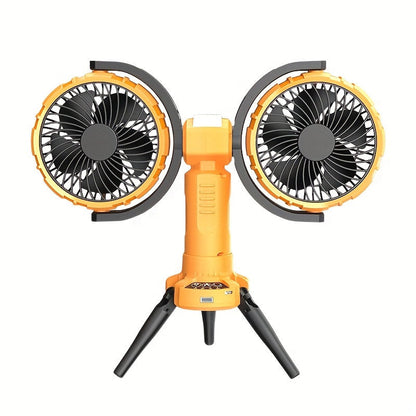 Dual-Head Rechargeable Desk Fan with 4-Speed Control