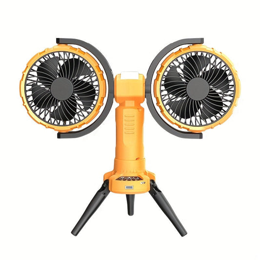 Dual-Head Rechargeable Desk Fan with 4-Speed Control