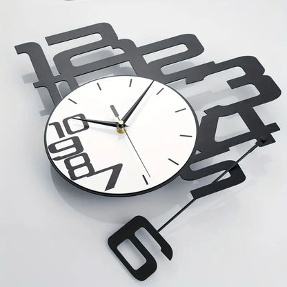 Modern Minimalist Metal Wood Wall Clock