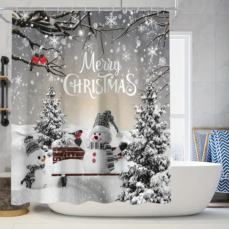 Frosty Friends: 4-Piece Christmas Snowman Shower Curtain Set