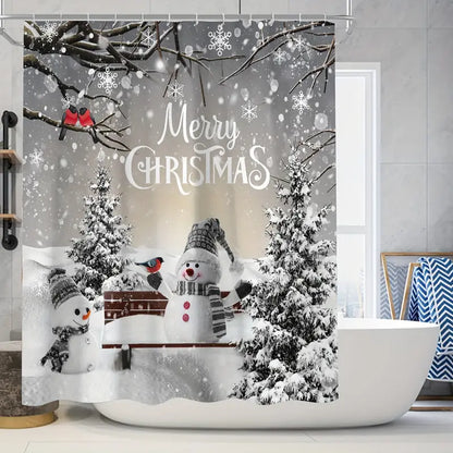 Frosty Friends: 4-Piece Christmas Snowman Shower Curtain Set