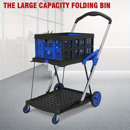 Double-Layer Trolley Cart with Rubber Wheels