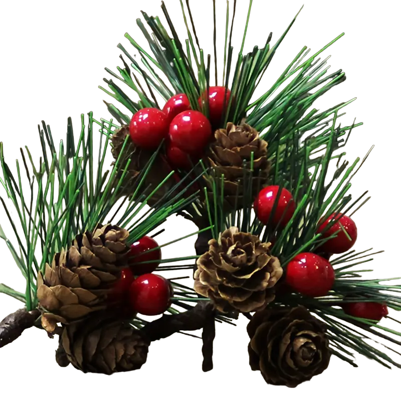 Set of 10 Artificial Christmas Picks - Festive Red Berry Holly Branches for Tree Decor