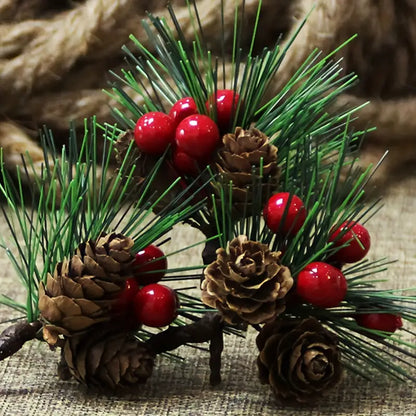 Set of 10 Artificial Christmas Picks - Festive Red Berry Holly Branches for Tree Decor