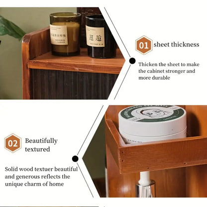 360° Rotating Wooden Cosmetic Storage Shelves - Brown Vanity Shelf