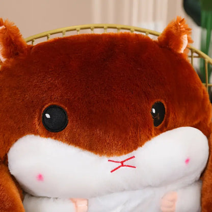 Cuddly Hamster-Shaped Seat Cushion - Dark Brown, 45cm x 40cm