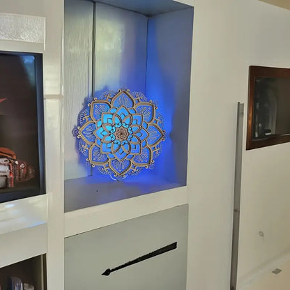 Lotus Mandala Yoga Room Night Light - LED Multi-Layer Wooden Creative Atmosphere Light