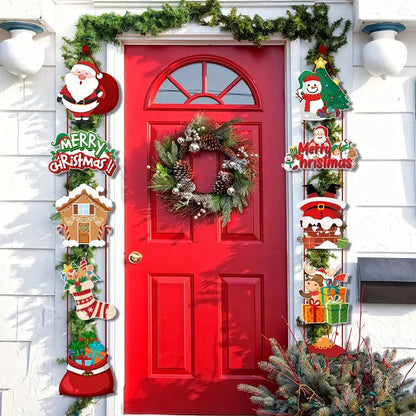 Merry Christmas Door Hanging Banner Set - 10-Piece Festive Home Décor Couplets