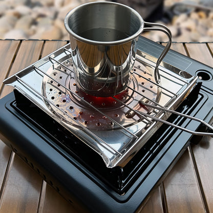 Stainless Steel Stove Top Toaster with Foldable Handle