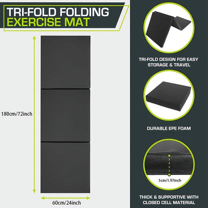 Tri-Fold PU Yoga Exercise Mat with Handle