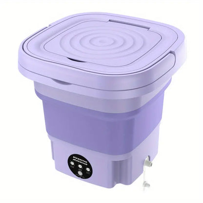 Portable Mini Washing Machine - Collapsible, 8L Capacity, 3 Sterilizing Modes, Purple