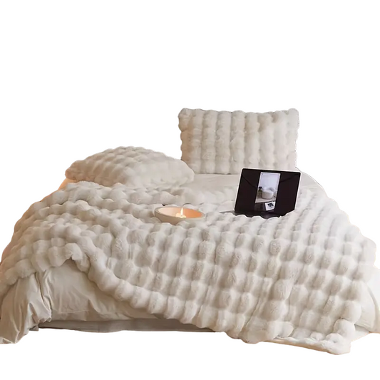 Soft and Cozy Plush Blanket - Vintage Elegance for Ultimate Comfort- White