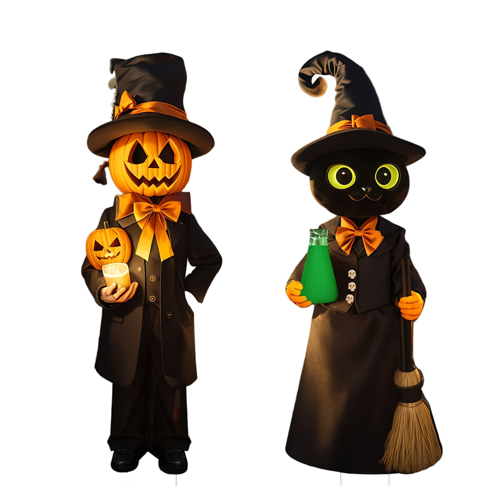 Halloween Cat Pumpkin Yard Lawn Ornaments