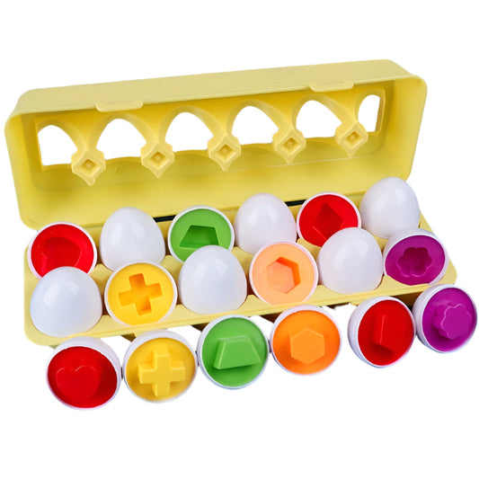 12-Pack Easter Shape Sorting Egg Toy Set for Toddlers