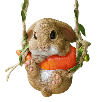 Resin Easter Bunny Carrot Figurine for Home Decor