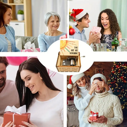 Vintage Hand-Crank Music Box - 'You Are My Sunshine' Tune