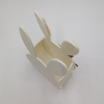 Spring Felt Rabbit Box with Glasses and Floral Accents