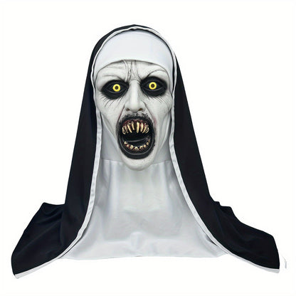 Synthetic Latex Spooky Nun Mask Halloween Costume