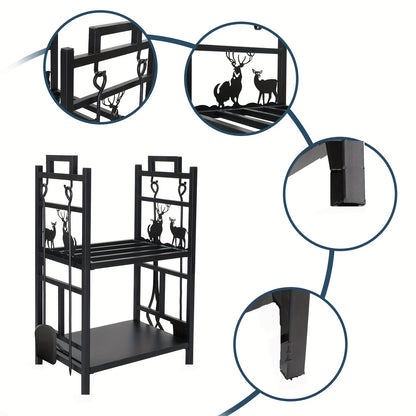 2-Tier Firewood Rack with Hooks