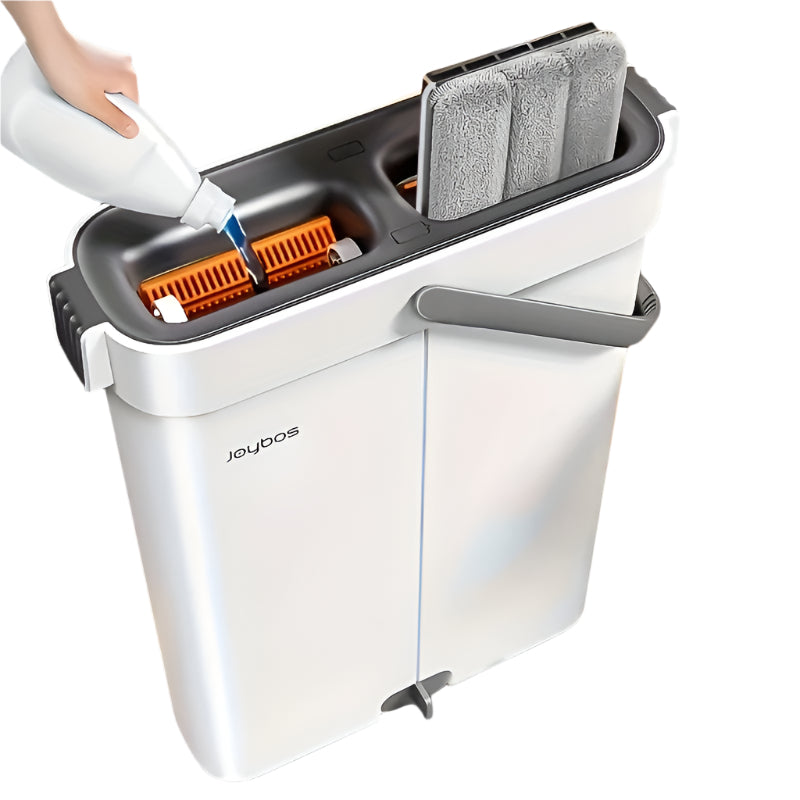 Hands-Free Flat Mop Cleaning Set with Bucket