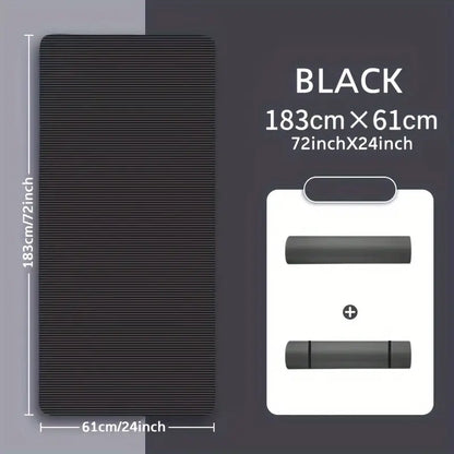 Premium 0.8cm Thick Black Yoga Mat with Carry Strap