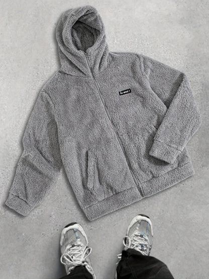 Men's Plush Hooded Zip Cardigan