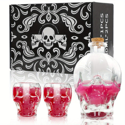 2-Piece Skull Decanter Set - 750ml Crystal Wine Decanter