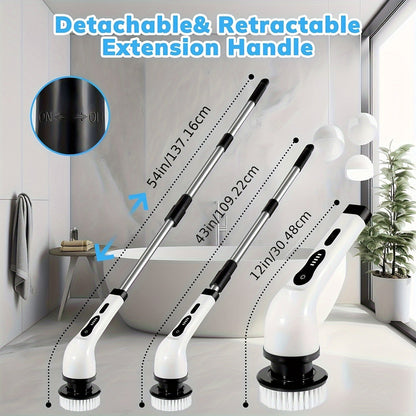 8 Brush Heads Cordless Electric Cleaner Handle