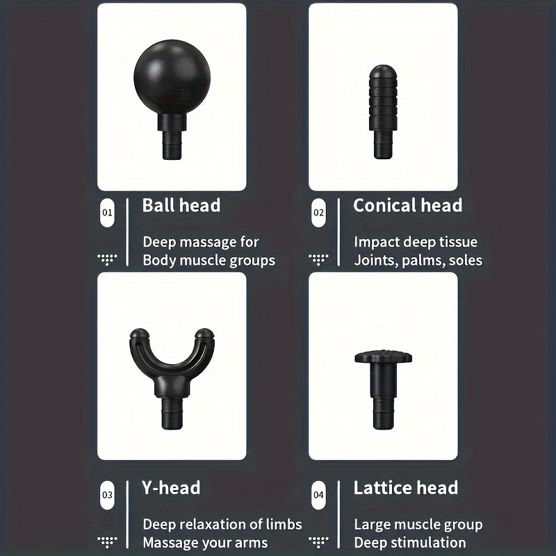 Multi-Functional Electric Deep Tissue Massager Gun - Gray