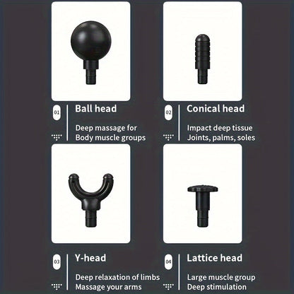 Multi-Functional Electric Deep Tissue Massager Gun - Gray