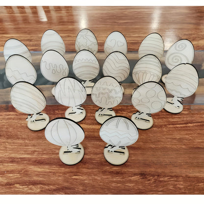 18-Piece Wooden Easter Egg DIY Decoration Set