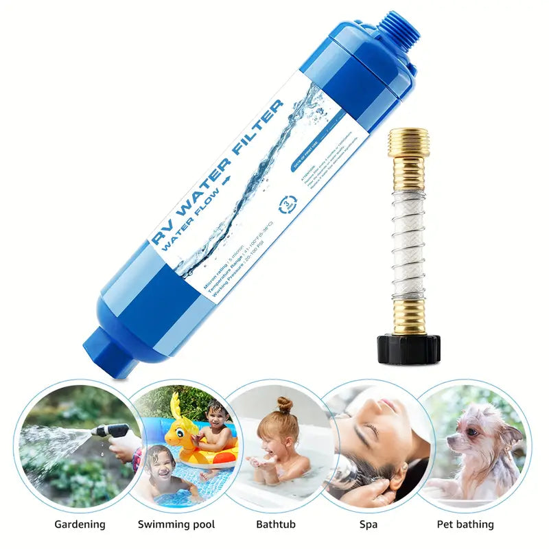 1pc RV Inline Hose Water Filter with Hose Protector
