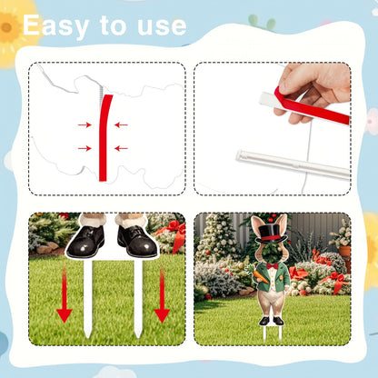 2pcs Large Easter Yard Rabbit Lawn Signs