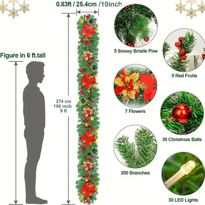 Enchanted Glow: Battery-Powered Artificial Christmas Garland Lights