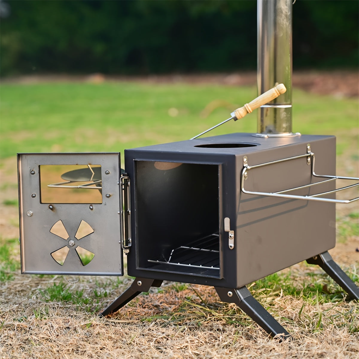 Portable Foldable Wood Stove with 7 Chimneys