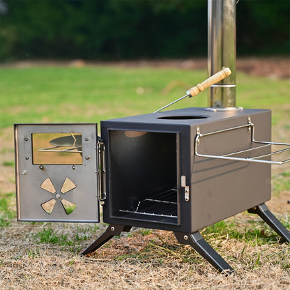 Portable Foldable Wood Stove with 7 Chimneys
