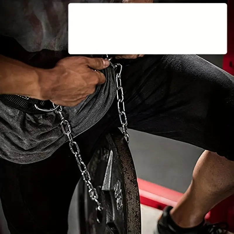 1pc Fitness Weighted Belt with Chain - Black
