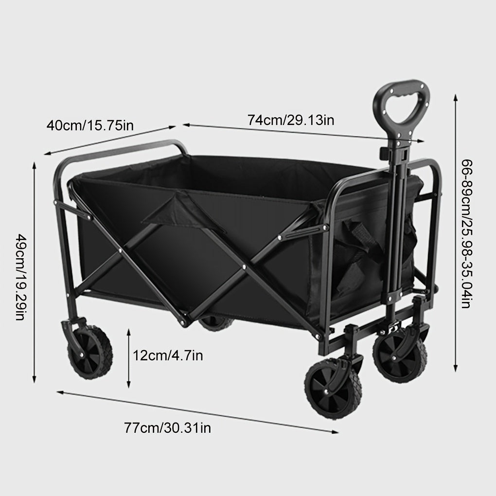 Foldable Utility Wagon with Side Pockets and Brakes
