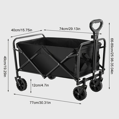 Foldable Utility Wagon with Side Pockets and Brakes