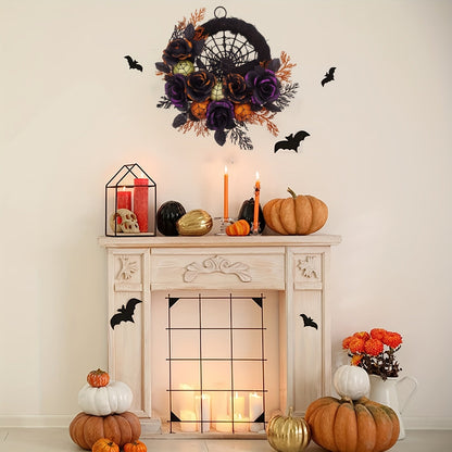 Halloween Wreath Decoration with Spider Web