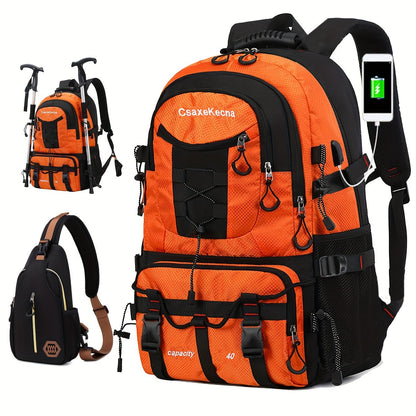 Large Capacity Travel Backpack with Chest Bag